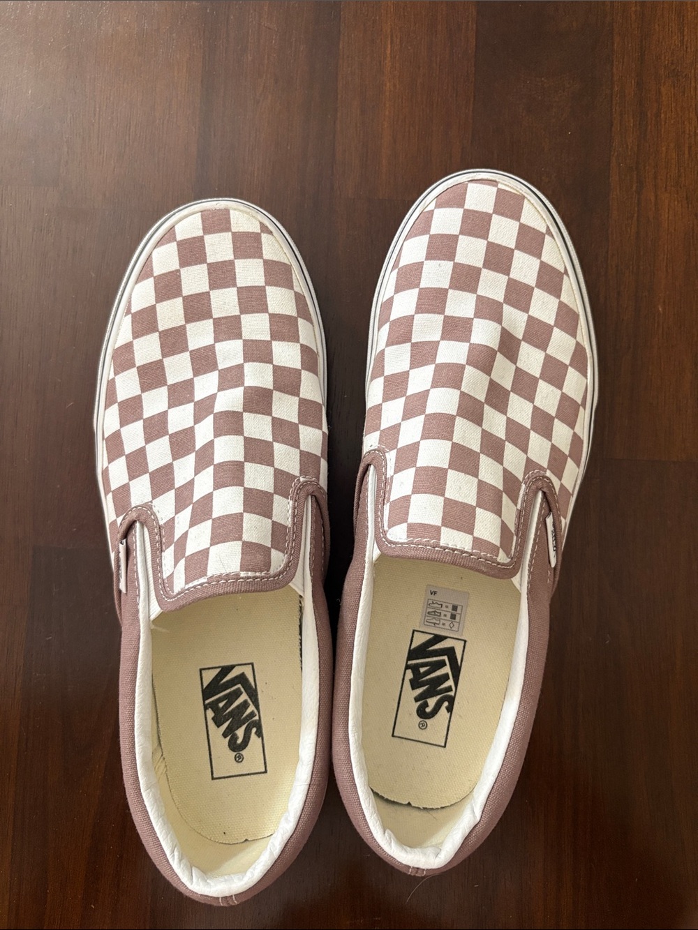 Vans Checkerboard Slip-On Sneakers in Mauve and White